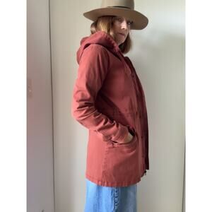Vintage 90s Cotton Utility Jacket in Rust Size Sm Hooded Lucky Brand Workwear